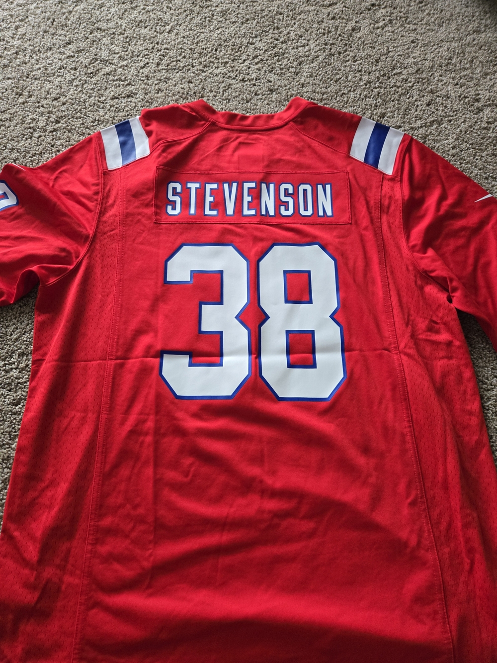 NFL Red Men's Football Jersey Stevenson #38 with White & Blue Accents